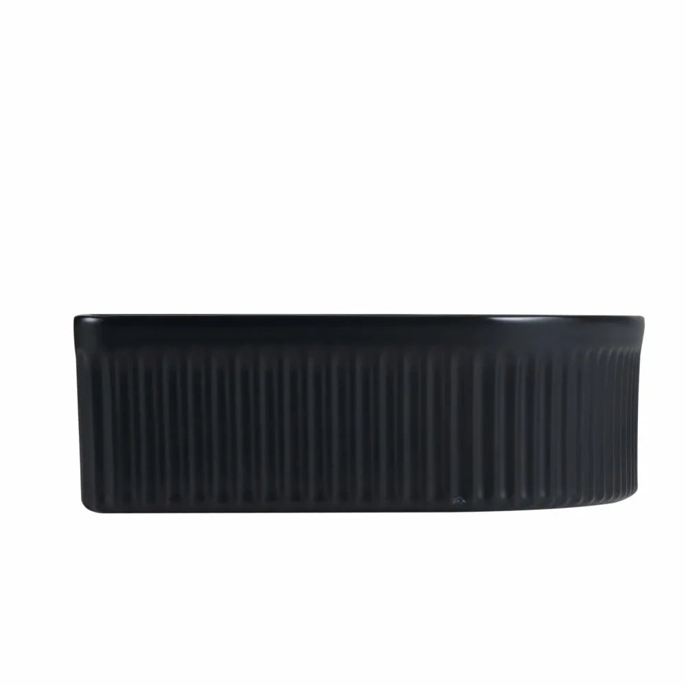 410X360MM FLUTED CERAMIC BASIN - MATT BLACK | ARCH-SHAPED COUNTERTOP SINK