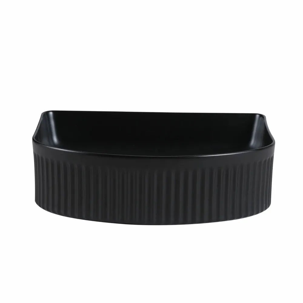 410X360MM FLUTED CERAMIC BASIN - MATT BLACK | ARCH-SHAPED COUNTERTOP SINK