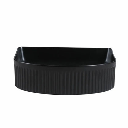 410X360MM FLUTED CERAMIC BASIN - MATT BLACK | ARCH-SHAPED COUNTERTOP SINK