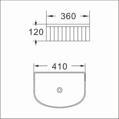 410X360MM FLUTED CERAMIC BASIN - GLOSS WHITE | ARCH-SHAPED COUNTERTOP SINK