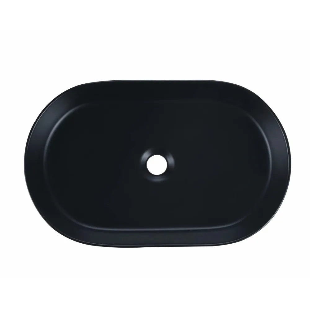 FLUTED OVAL CERAMIC BASIN - 580X360MM - MATT BLACK