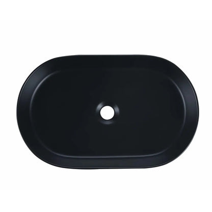 FLUTED OVAL CERAMIC BASIN - 580X360MM - MATT BLACK