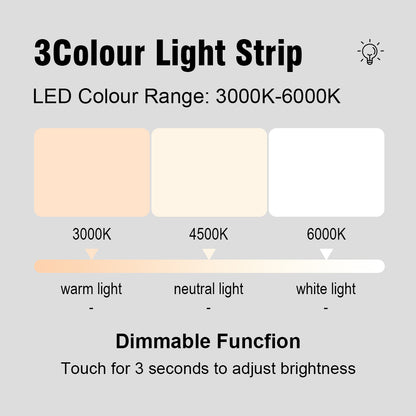 600MM ROUND LED MIRROR WITH MOTION SENSOR | DEMISTER | 3 COLOUR LIGHTS | 15MM RIM