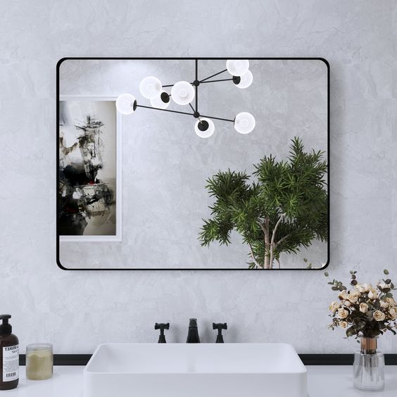1200x800MM SERAPHINE BLACK ALUMINIUM FRAMED MIRROR DN - The Tile Collection™