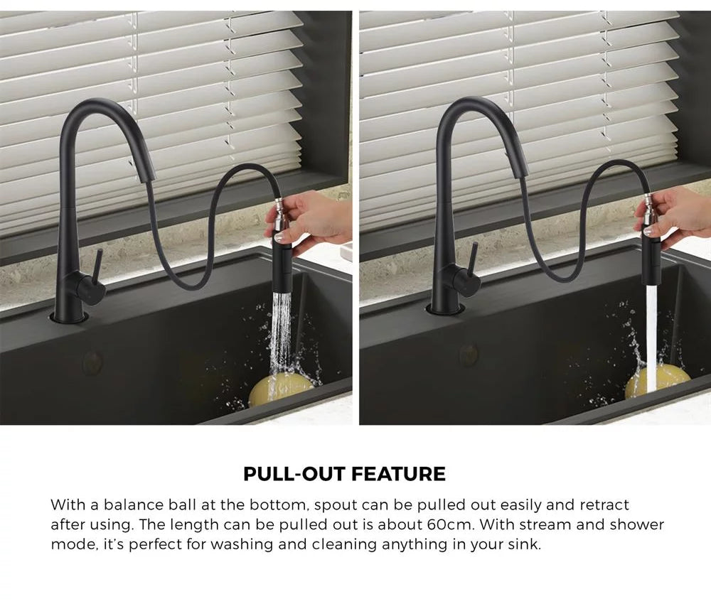ROMA GOOSENECK PULLOUT KITCHEN SINK MIXER | 5 COLOURS - The Tile Collection™