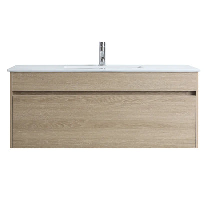 NATURAL OAK PLYWOOD WALL HUNG VANITY | 1200MM | SINGLE BASIN | DN - The Tile Collection™