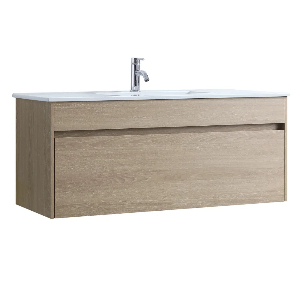 NATURAL OAK PLYWOOD WALL HUNG VANITY | 1200MM | SINGLE BASIN | DN - The Tile Collection™