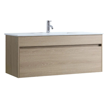 NATURAL OAK PLYWOOD WALL HUNG VANITY | 1200MM | SINGLE BASIN | DN - The Tile Collection™