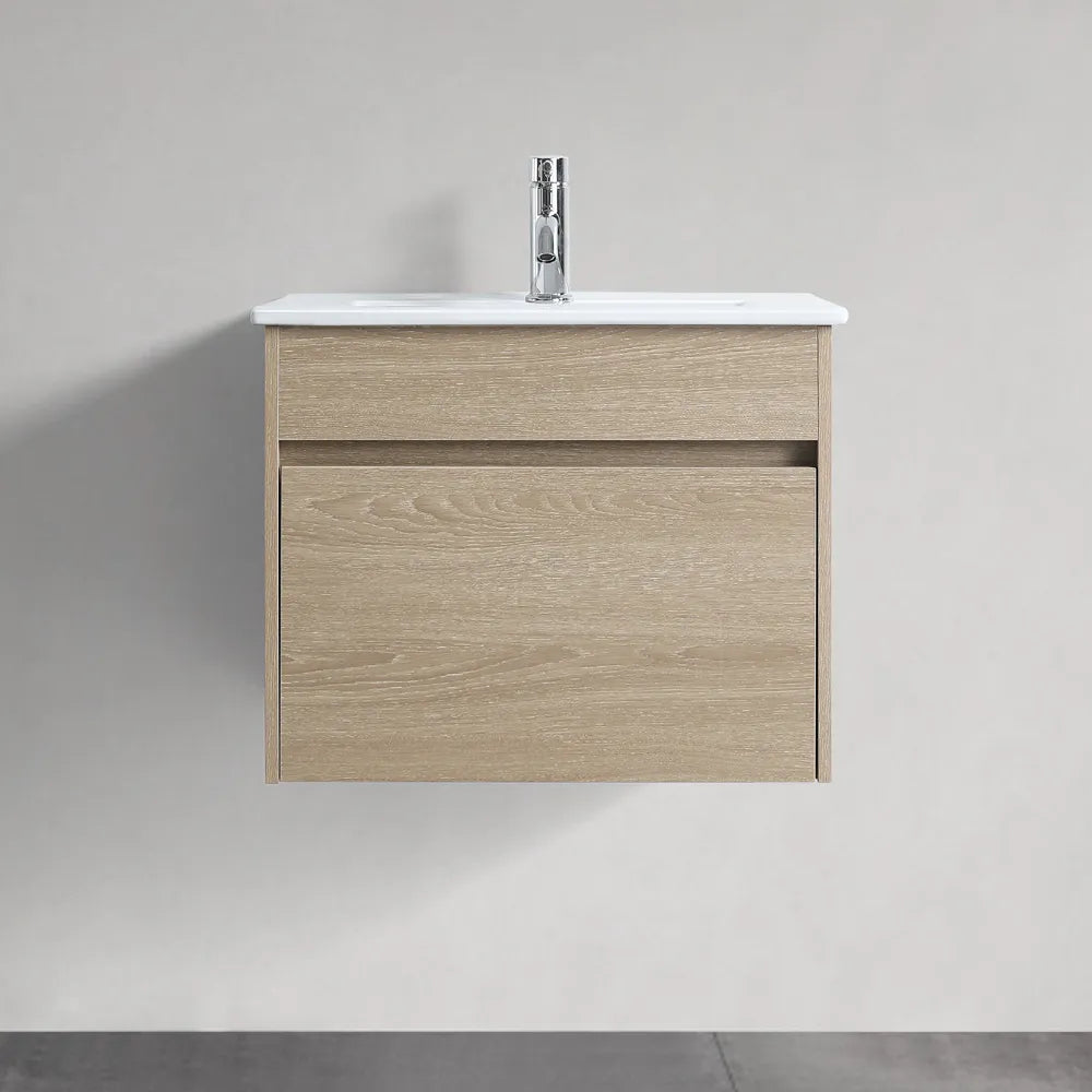 NATURAL OAK PLYWOOD WALL HUNG VANITY | 600MM | DN - The Tile Collection™