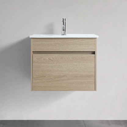 NATURAL OAK PLYWOOD WALL HUNG VANITY | 600MM | DN - The Tile Collection™