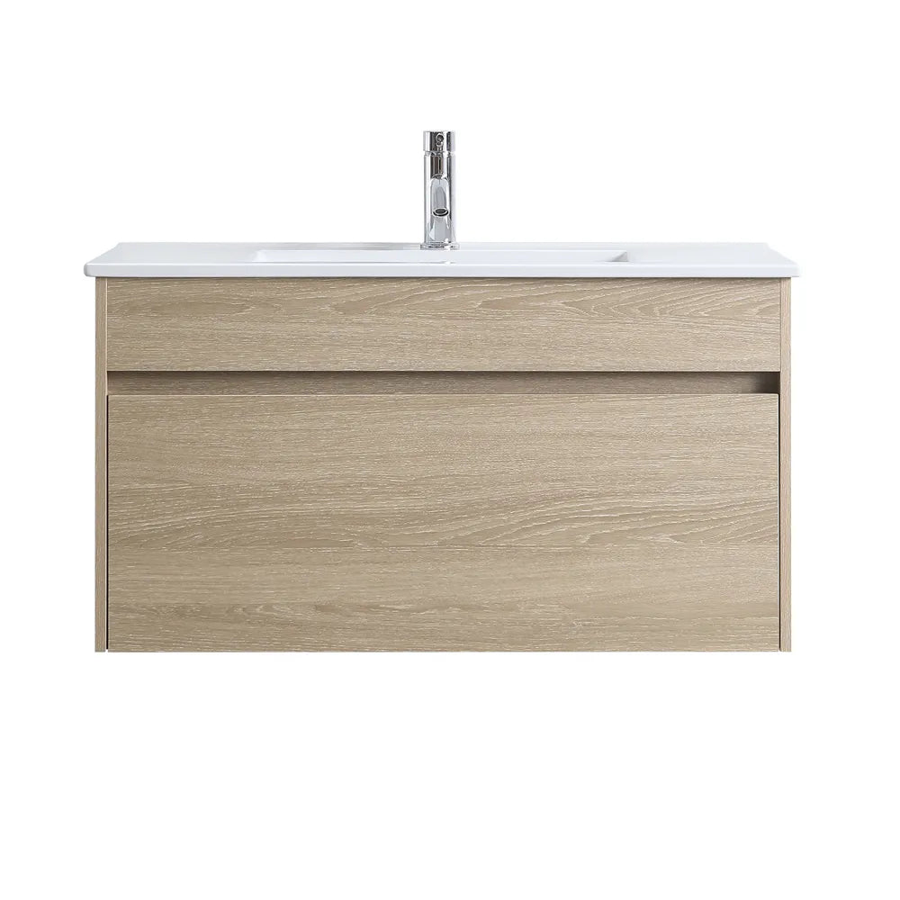 NATURAL OAK PLYWOOD WALL HUNG VANITY | 900MM | DN - The Tile Collection™