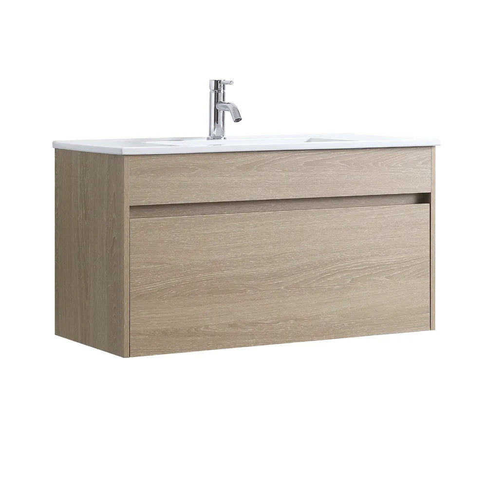 NATURAL OAK PLYWOOD WALL HUNG VANITY | 900MM | DN - The Tile Collection™