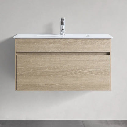 NATURAL OAK PLYWOOD WALL HUNG VANITY | 900MM | DN - The Tile Collection™