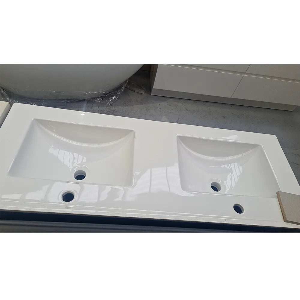 1200MM POLO LIGHT OAK PLYWOOD FREESTANDING VANITY DOUBLE BASIN