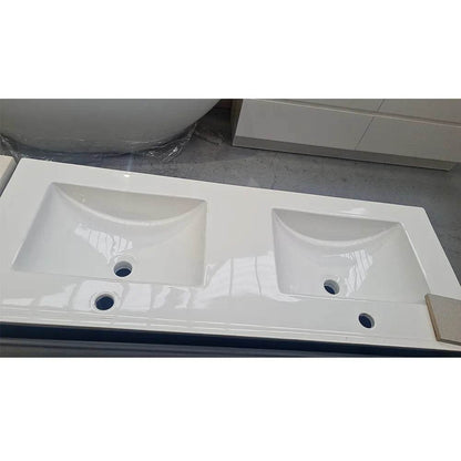 1200MM POLO DARK OAK PLYWOOD FLOORSTANDING VANITY DOUBLE BASIN - The Tile Collection™