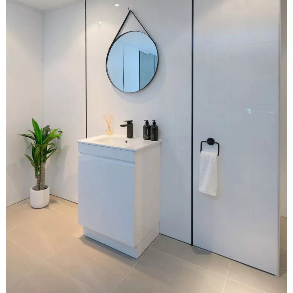 600MM MADRID WHITE PLYWOOD FLOORSTANDING VANITY WITH CERAMIC TOP - The Tile Collection™