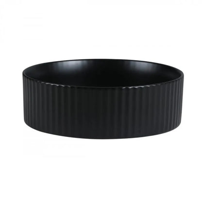360MM ROUND FLUTED CERAMIC BASIN - MATT BLACK (ABOVE-COUNTER )