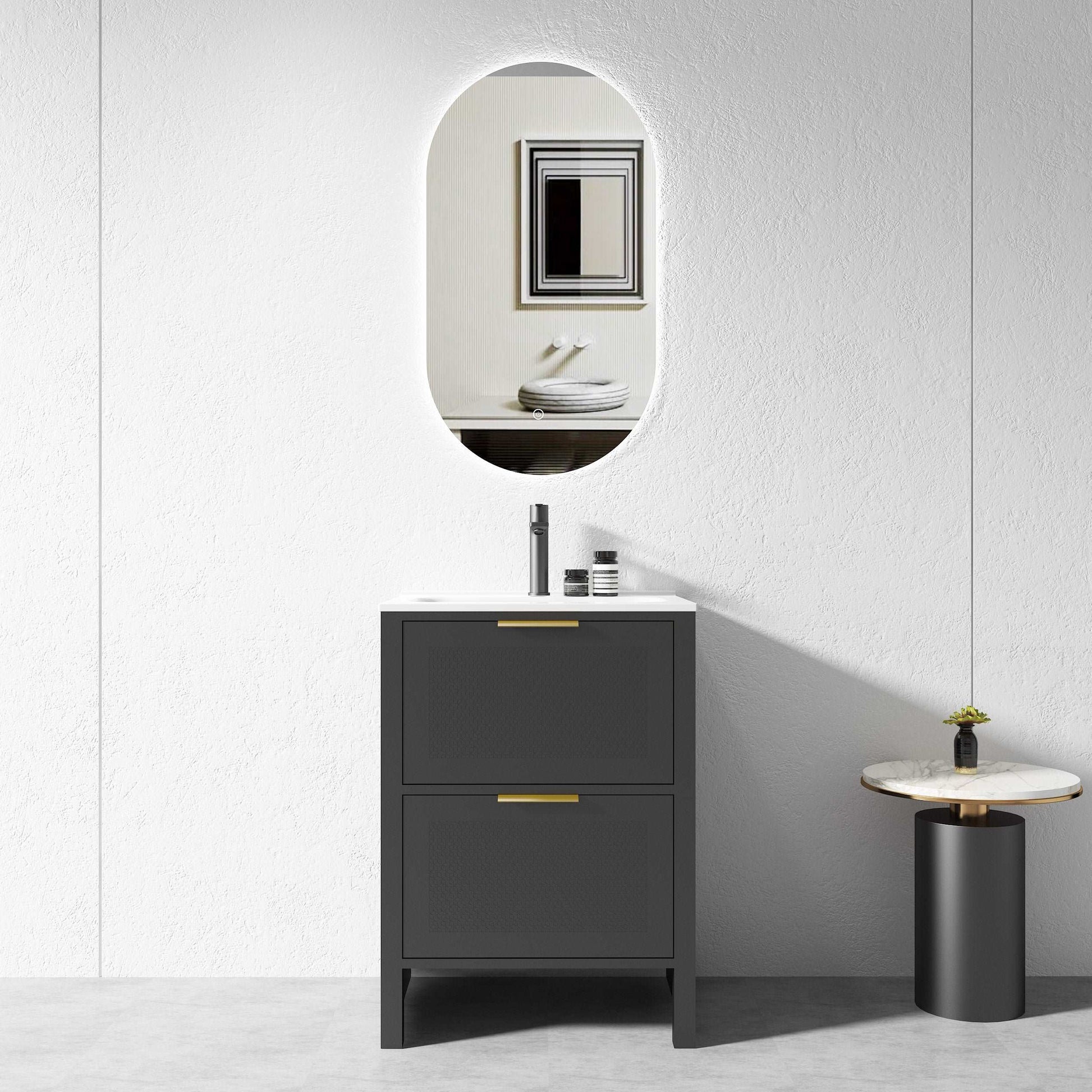 600mm MATTE BLACK PLYWOOD FLOORSTANDING VANITY NB - The Tile Collection™