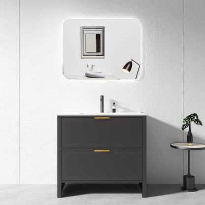 900MM MATTE BLACK PLYWOOD FLOORSTANDING VANITY NB WITH CERAMIC TOP - The Tile Collection™