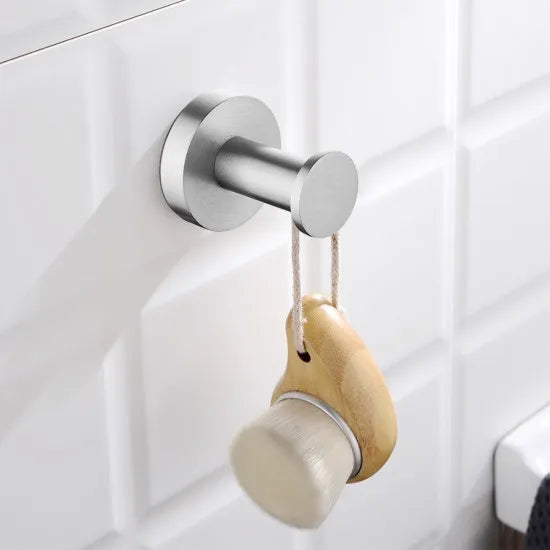 ROUND BRUSHED NICKEL STAINLESS STEEL ROBE HOOK WALL MOUNTED