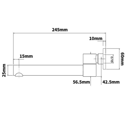 ROUND SWIVEL BATH SPOUT 250MM - 5 COLOURS