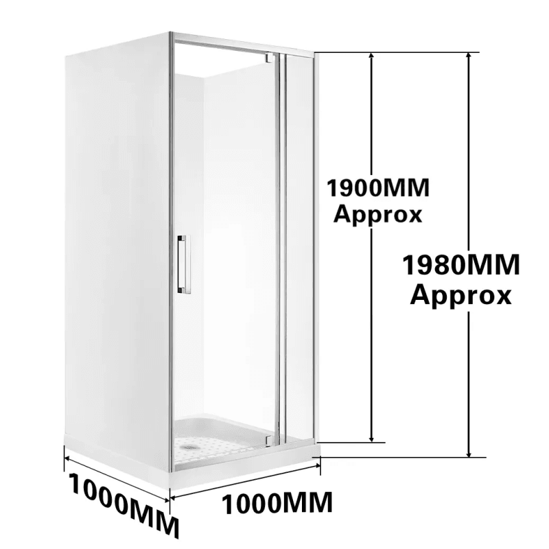 1000X1000X1000MM ALCOVE 3 SIDED SHOWER ENCLOSURE WITH SWING DOOR - CHROME - The Tile Collection™