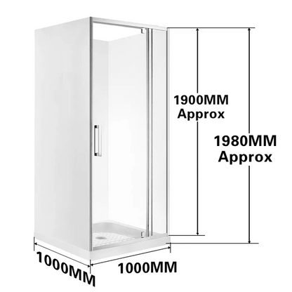 1000X1000X1000MM ALCOVE 3 SIDED SHOWER ENCLOSURE WITH SWING DOOR - CHROME - The Tile Collection™