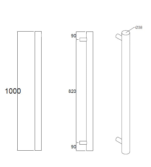 DN ROUND VERTICAL SINGLE HEATED TOWEL BAR | 1000MM | 5 COLOURS