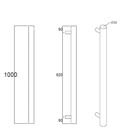 DN ROUND VERTICAL SINGLE HEATED TOWEL BAR | 1000MM | 5 COLOURS