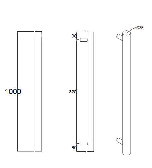 DN ROUND VERTICAL SINGLE HEATED TOWEL BAR | 1000MM | 5 COLOURS