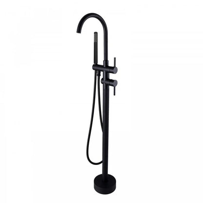 ROUND FREESTANDING BATH FILLER WITH HANDHELD SHOWER - CHROME, MATT BLACK