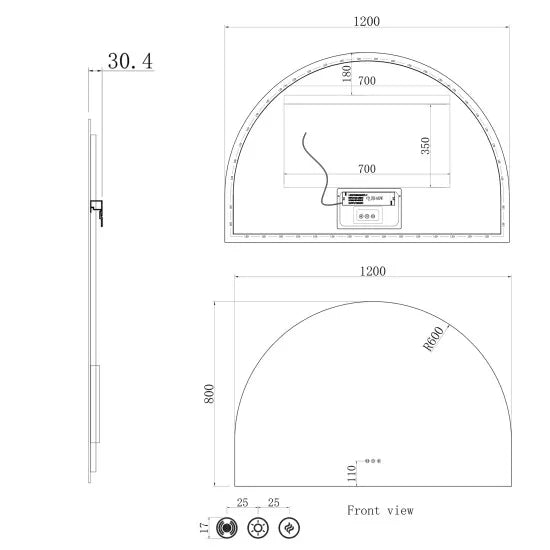 1200x850MM ARCHED BACKLIT LED MIRROR WITH MOTION SENSOR | DEFOGGER | 3 COLOURS LIGHTS