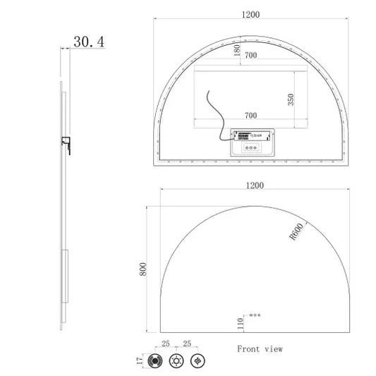 1200x850MM ARCHED BACKLIT LED MIRROR WITH MOTION SENSOR | DEFOGGER | 3 COLOURS LIGHTS