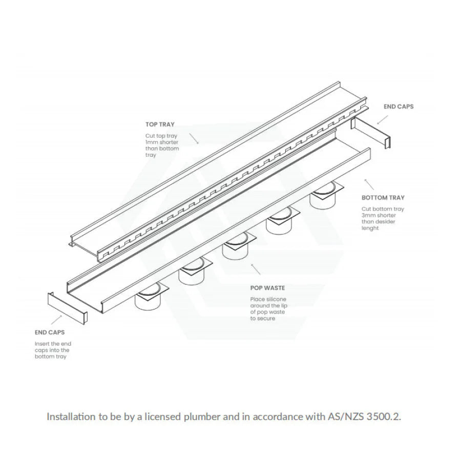 LAUXES SLIMLINE ALUMINIUM TILE INSERT CHANNEL DRAIN - MATTE GOLD