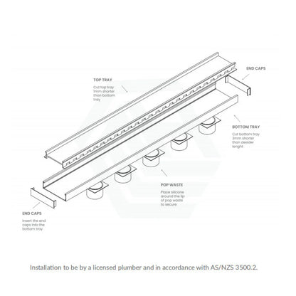 LAUXES SLIMLINE ALUMINIUM TILE INSERT CHANNEL DRAIN - MATTE GOLD