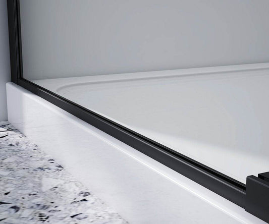 1200MM FRAMELESS SLIDING SHOWER DOOR GLASS- MATTE BLACK - The Tile Collection™