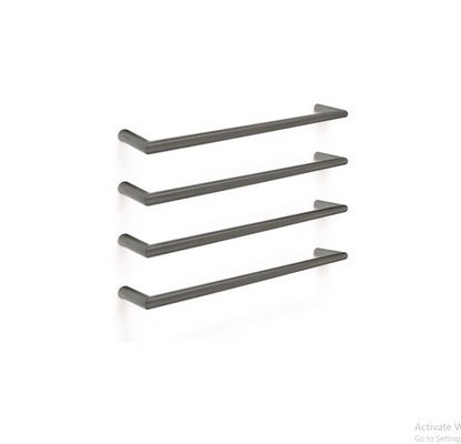TRANQUILLITY ROUND SINGLE BAR HEATED TOWEL RAIL 600MM - BRUSHED GUNMETAL
