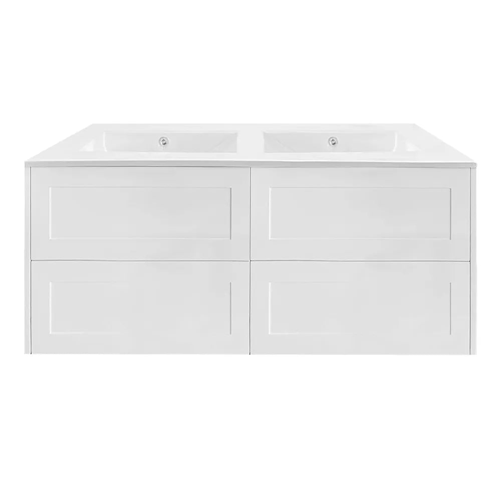 HAMPTON WALL HUNG VANITY | 1500MM | SHAKER STYLE | PLYWOOD | DOUBLE BASIN - The Tile Collection™