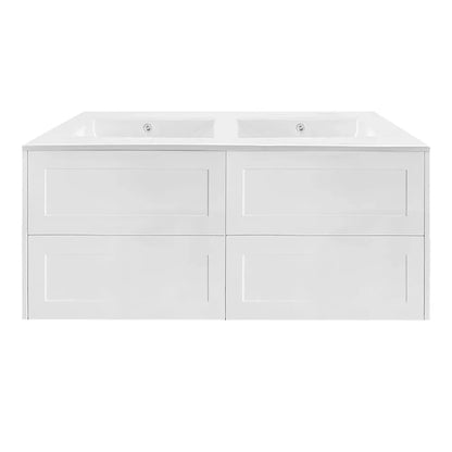 HAMPTON WALL HUNG VANITY | 1500MM | SHAKER STYLE | PLYWOOD | DOUBLE BASIN - The Tile Collection™