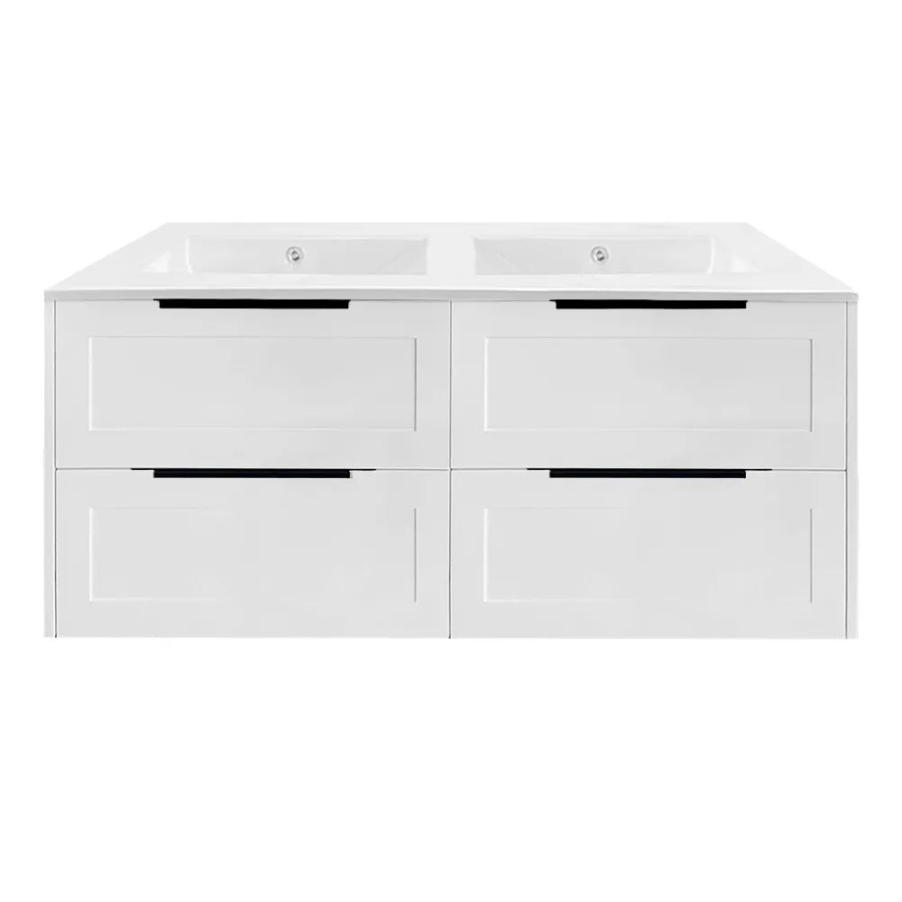 HAMPTON WALL HUNG VANITY | 1500MM | SHAKER STYLE | PLYWOOD | DOUBLE BASIN - The Tile Collection™