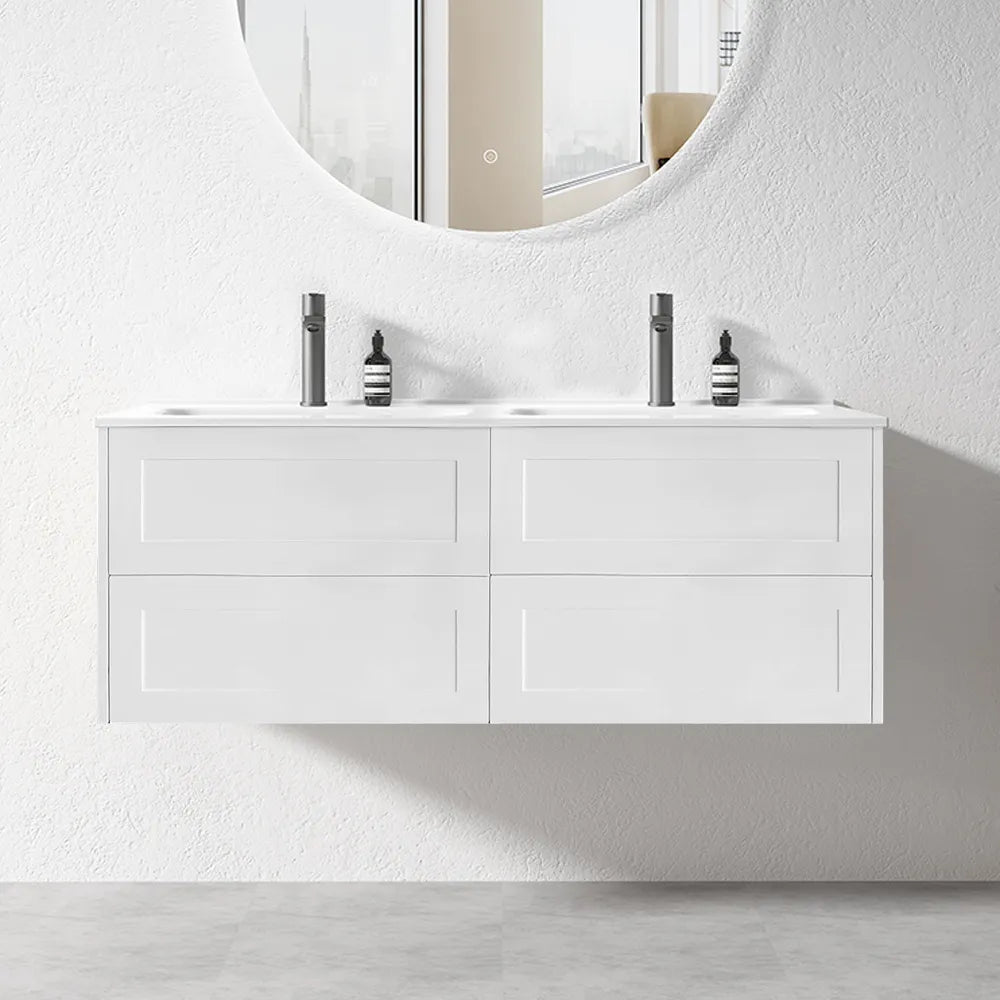 HAMPTON WALL HUNG VANITY | 1500MM | SHAKER STYLE | PLYWOOD | DOUBLE BASIN - The Tile Collection™