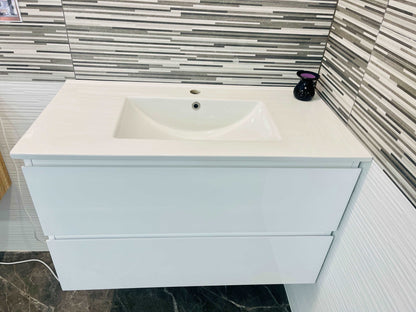 900MM NELSON GLOSS WHITE PLYWOOD WALL HUNG VANITY