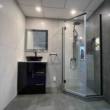 1000X1000MM DIAMOND FRAMELESS SHOWER GLASS- BLACK - The Tile Collection™