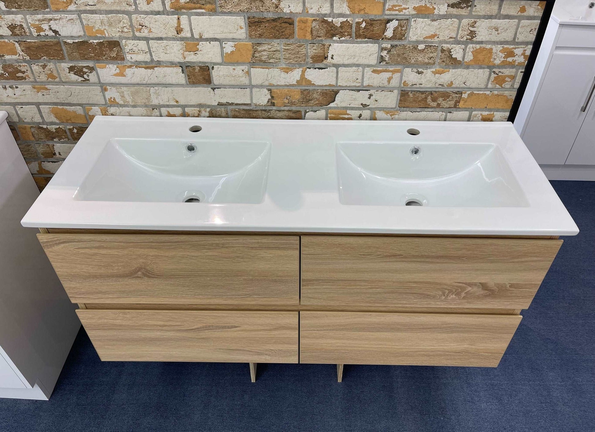 NELSON WALL HUNG VANITY | 1800MM | LIGHT OAK | DOUBLE BASIN | PLYWOOD - The Tile Collection™