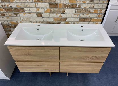 NELSON WALL HUNG VANITY | 1800MM | LIGHT OAK | DOUBLE BASIN | PLYWOOD - The Tile Collection™