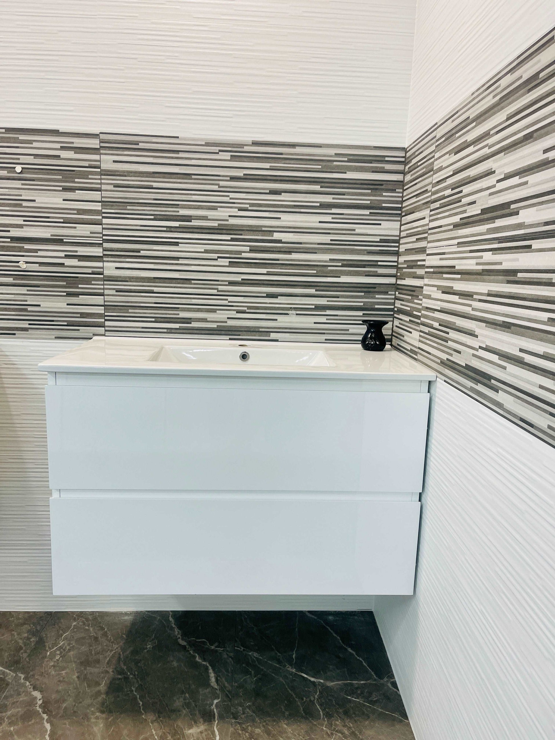 NELSON WALL HUNG VANITY | 1000MM | GLOSS WHITE | PLYWOOD - The Tile Collection™