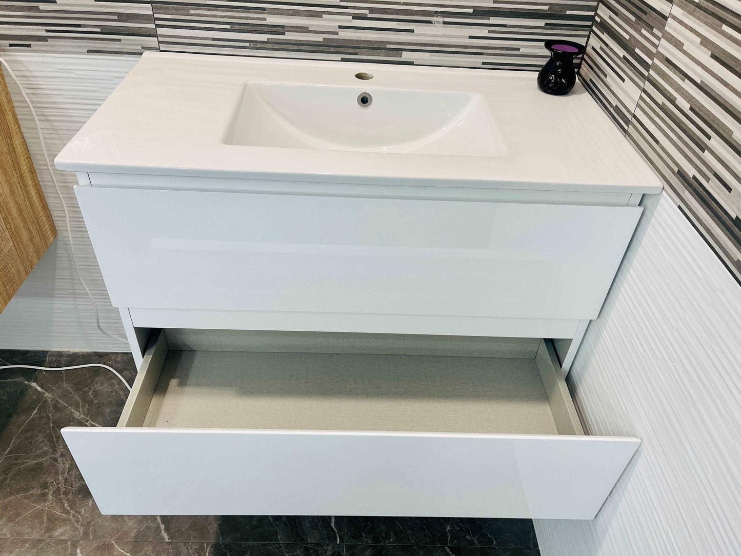 NELSON WALL HUNG VANITY | 1000MM | GLOSS WHITE | PLYWOOD - The Tile Collection™