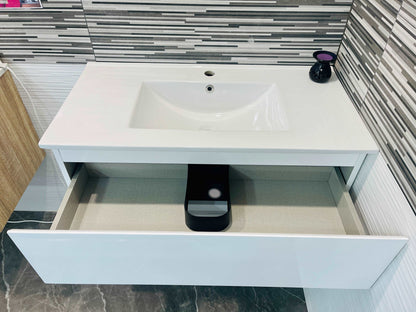 NELSON WALL HUNG VANITY | 1000MM | GLOSS WHITE | PLYWOOD - The Tile Collection™