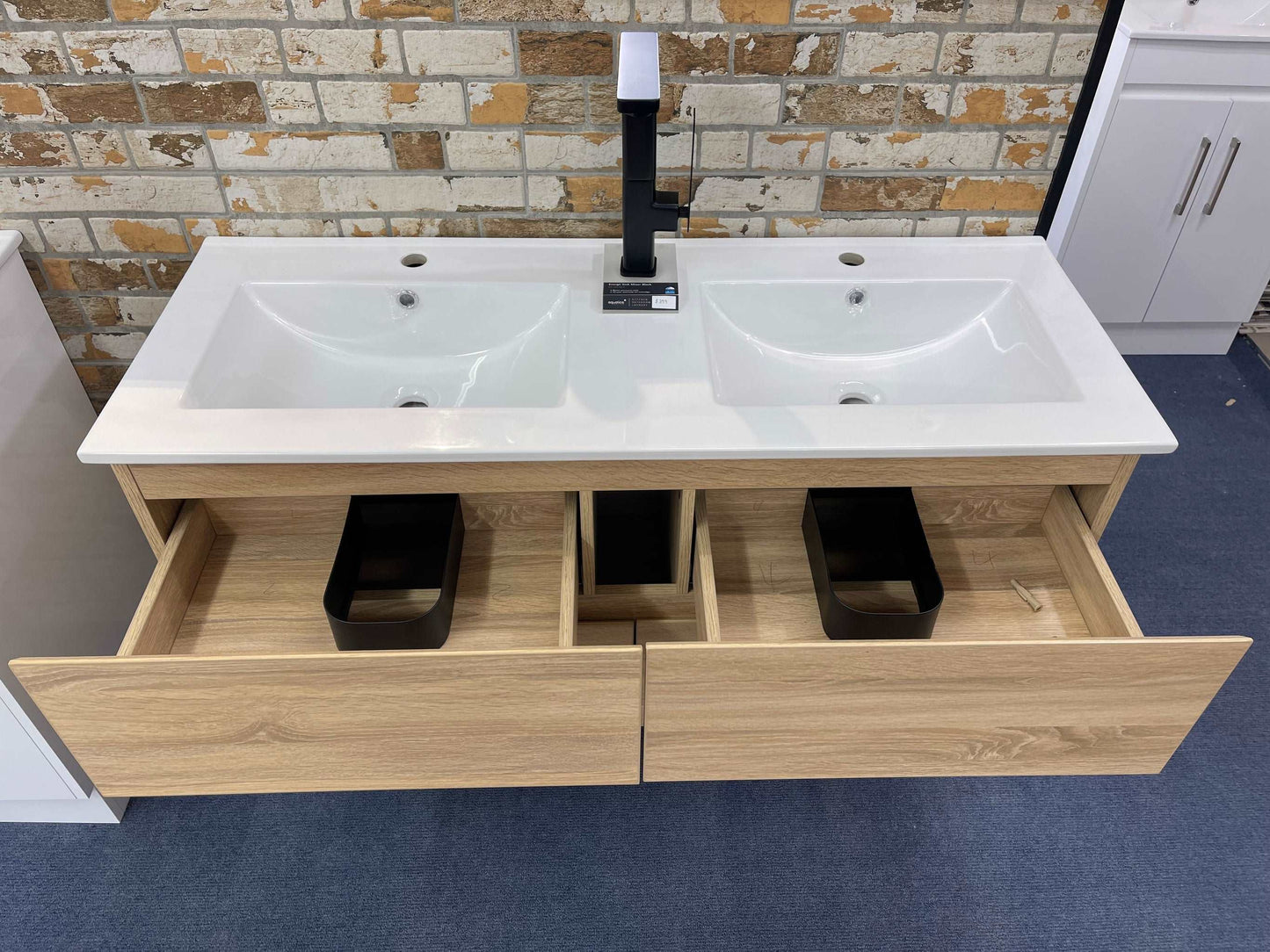 NELSON WALL HUNG VANITY | 1800MM | LIGHT OAK | DOUBLE BASIN | PLYWOOD - The Tile Collection™