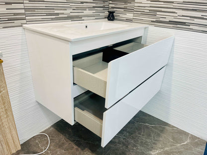 900MM NELSON GLOSS WHITE PLYWOOD WALL HUNG VANITY